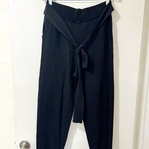 VICI Black Knit High-Waisted Tie Front Joggers - Size Large